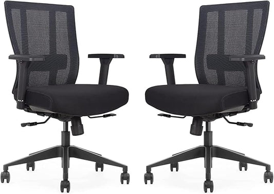 Bitchair Ergonomic Mesh Conference Room Chair - Adjustable Lumbar Support Computer Desk Chair with Height Adjustable Arms - Seat Depth Adjustable Office Chair - (Black) (Pack of 2)-DeskLoop Office