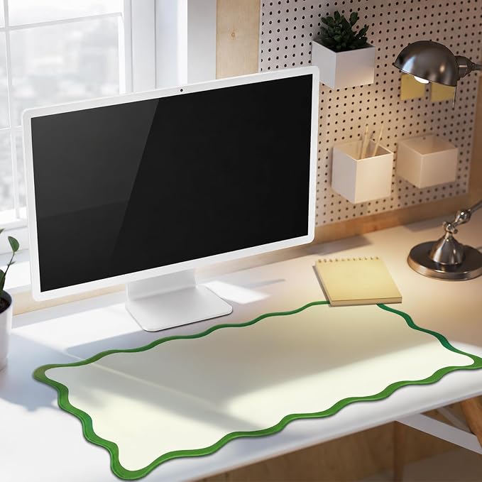 Hahafelt Scalloped Desk Mat Large Desk Pad Cute Coquette Table Mat Back to - Image 7