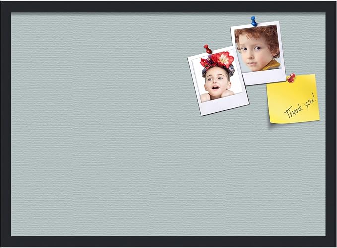 PinPix 28x20 Inch Cork Bulletin Board. This Decorative Framed Pin Board Comes with Soft Blue Design and a Satin Black Frame. Ideal for Home Office Decor or Message Board (PinPix-1814)-DeskLoop Office