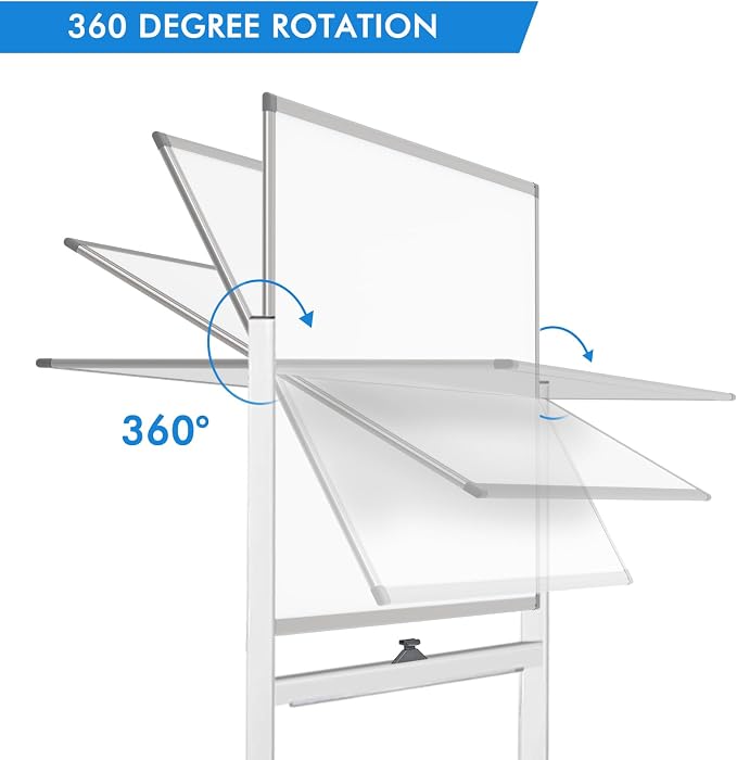 Maxtek Rolling White Board on Wheels 48x32 inch Double Side Magnetic Dry Erase - Image 3