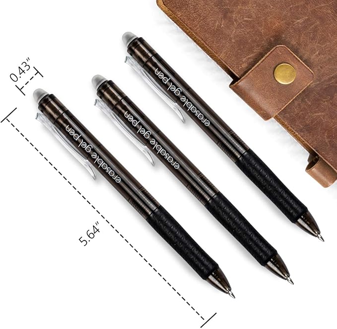 Vanstek 18 Black Retractable Erasable Gel Pens Clicker, Fine Point(0.7), Make Mistakes Disappear, Premium Comfort Grip, Black Ink for Planners, Note Taking and Crossword Puzzles-DeskLoop Office