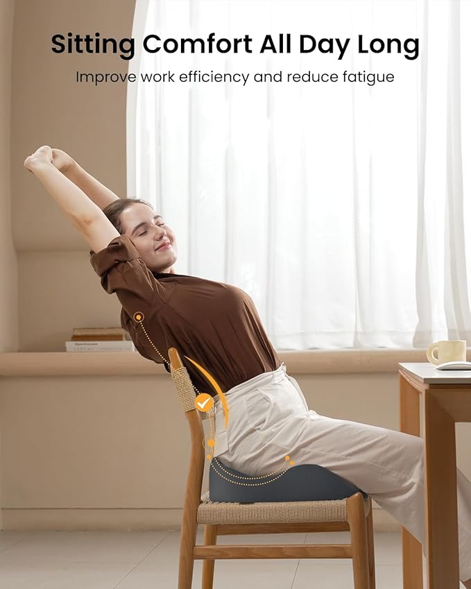 ProtoArc Extra Large Seat Cushions for Office Chairs, Ergonomic Memory Foam Seat Cushion for Home, Extra Cover, Car Seat Cushions for Driving, Pressure Relief Pad for Sciatica - Dark Gray-DeskLoop Office