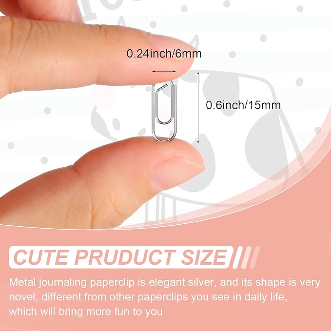 100 Pieces Metal Mini Paper Clips 0.59inches Finish Steel Tiny Journaling - Image 2