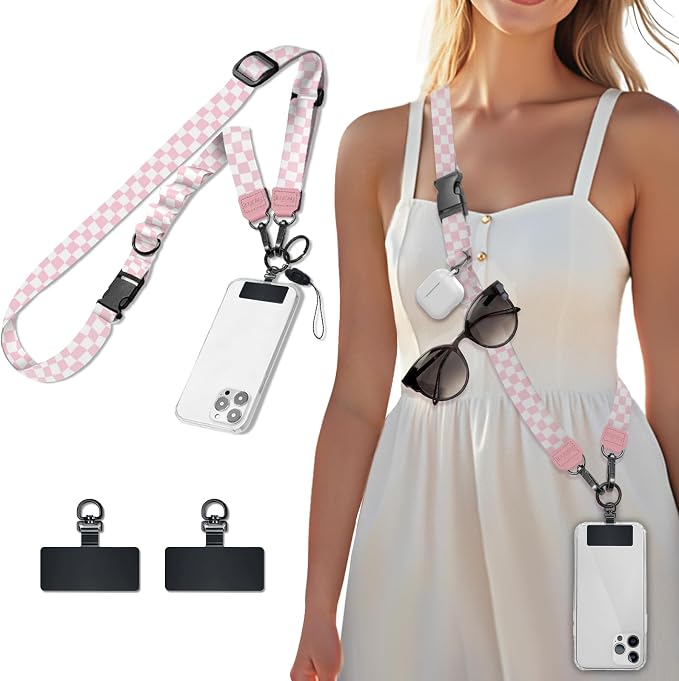 Icycay Phone Lanyard Crossbody, Cute Checkered Cell Phone Strap by Icycay
