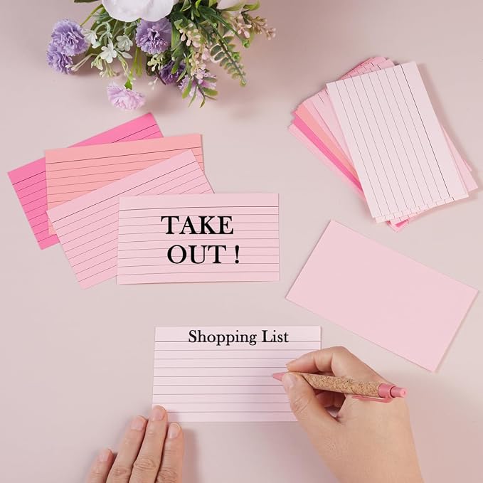 100 Sheets 3x5 Colored Ruled Note Cards Index Cards, 5 Pink | 250 GSM Heavy - Image 5
