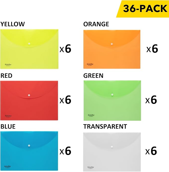 FLEXOFFICE 36 Pack Plastic Envelopes - Image 3