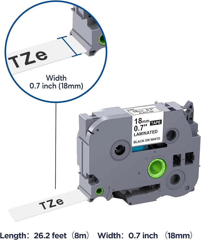 TZe-241 Label Maker Tape 18mm 0.7 Laminated White Replacement - Image 2
