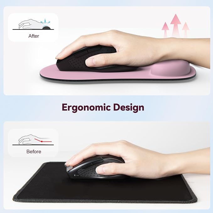 TECKNET 2 Pack Mouse Pad with Wrist Support, Ergonomic Gaming Mouse Pad Pain - Image 2