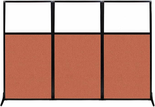 Versare Workstation Partition | Portable Wall Divider | Modern Office Cubicle | Free Standing Privacy Screen | Flexible Work Space | 99" x 70" W/Window, Papaya Fabric Panels-DeskLoop Office