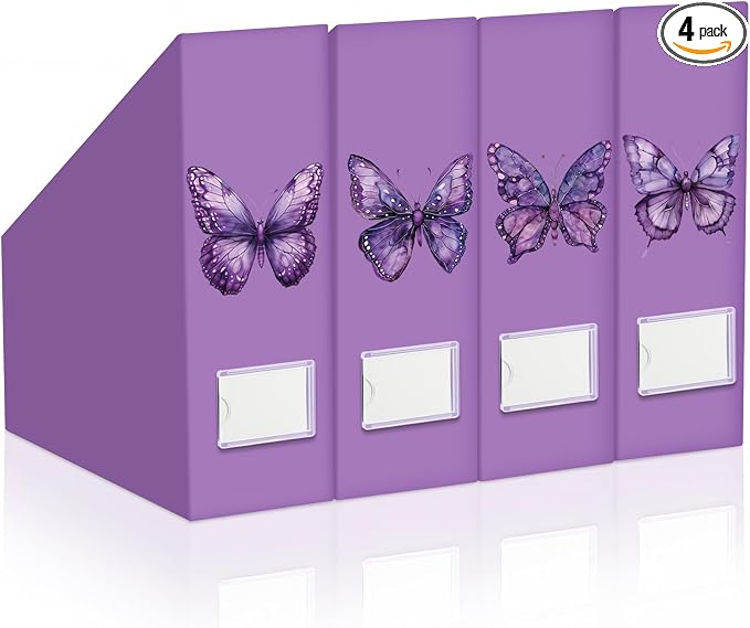 AmazingSpark Set of 4 Purple Butterfly Magazine Holder Decorative Foldable by Unknown