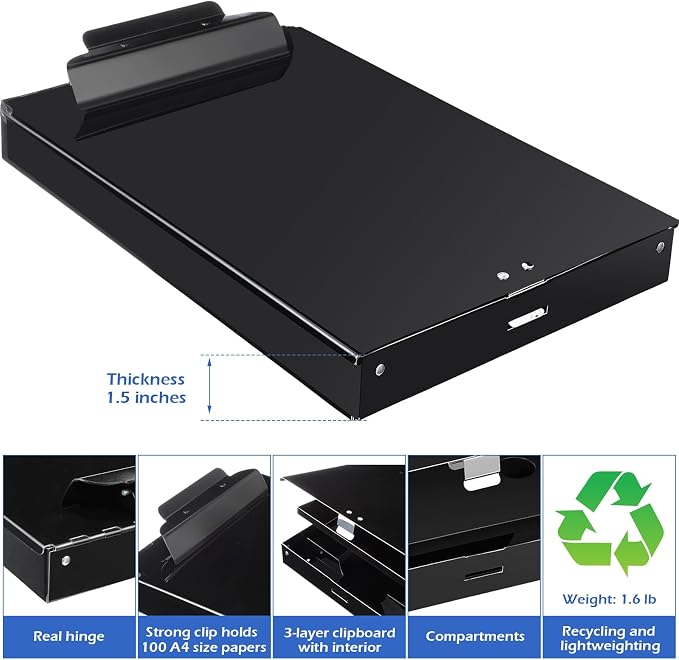 1 Pieces Metal Storage Clipboard Letter Size Heavy Duty Aluminum Clip Board - Image 3