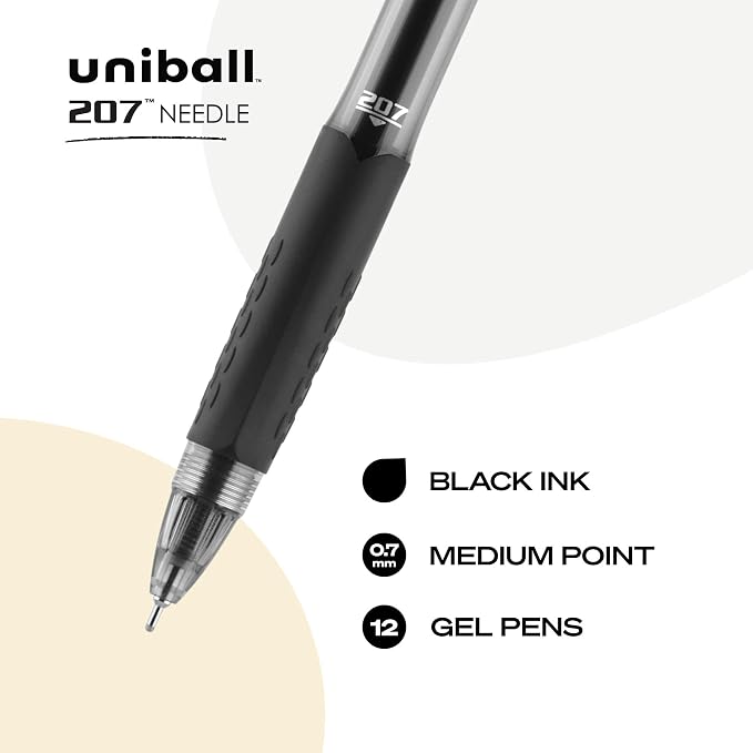 uniball 207 Needle Retractable Gel Pens, Medium Point, 12 Pack - Image 2