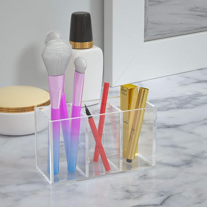 NIUBEE Acrylic Pen Holder 3 Compartments - Image 5