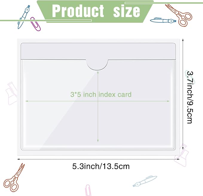 Outus 200 Pack 3 x 5 Inches Self Adhesive Label Pockets Bulk Plastic Labels - Image 2