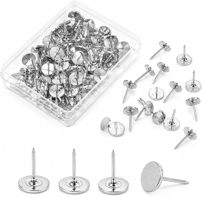100Pcs Metal Thumb Tacks Heavy Duty Flat Head Push Pins Upholstery Tacks by Unknown