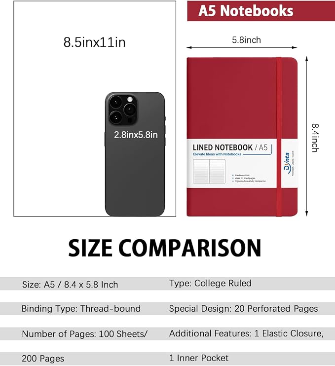 Dynta Hardcover Journal Notebooks, 10 Packs A5 Lined Journals Bulk - Image 2