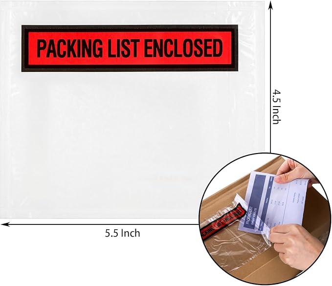100 Pack 4.5 x 5.5 Inch Packing List Envelopes, Printed “Packing List Enclosed” - Image 2
