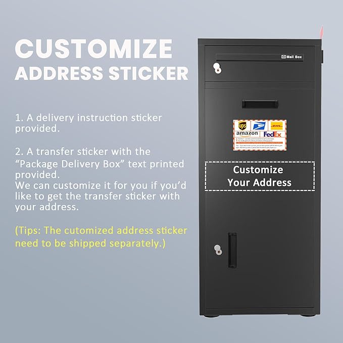 Package Delivery Boxes for Outside, Large Parcel Drop Boxes with Lock, Customize Address Stickers Package Drop Boxes for Outside is Waterproof,Package Delivery Box for Porch (Black，40"*17.7"*15 in)-DeskLoop Office