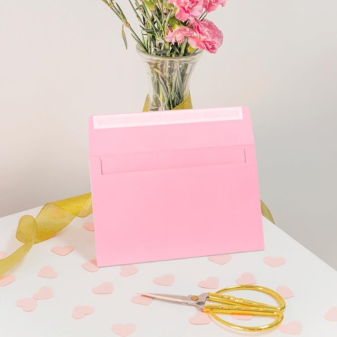 A9 Envelopes Pink 5.75x8.75 Invitation Envelopes Self Seal Pack of 50 Blank - Image 7