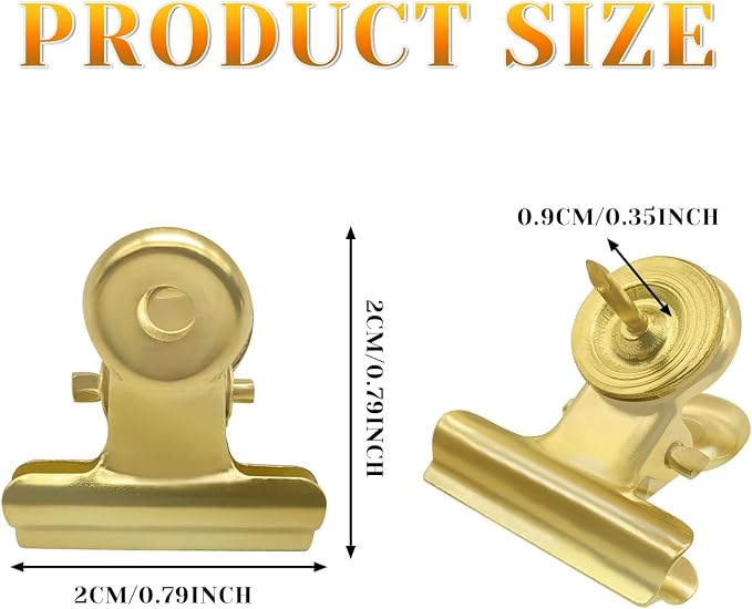 BLMHTWO 30 Pieces Thumb Tacks Clips Gold Heavy Duty Push Pins Metal Cubicle - Image 2