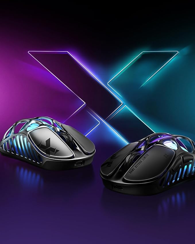GravaStar Mercury X Wireless Gaming Mouse – 32,000 DPI PAW 3950 Sensor, 1000Hz Polling Rate, Only 49g, Magnesium Alloy Hollow Frame, RGB Lighting, 5 Programmable Buttons-DeskLoop Office