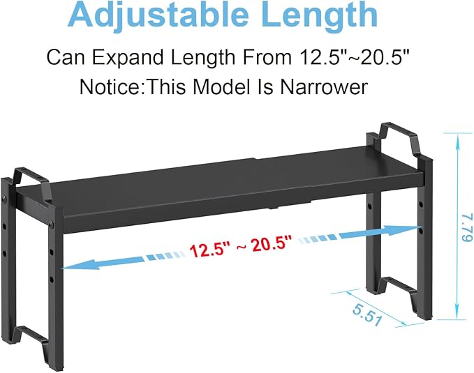 Narrow Expandable Cabinet Shelf Organizer 5.51" Width, Kitchen Counter Storage - Image 2