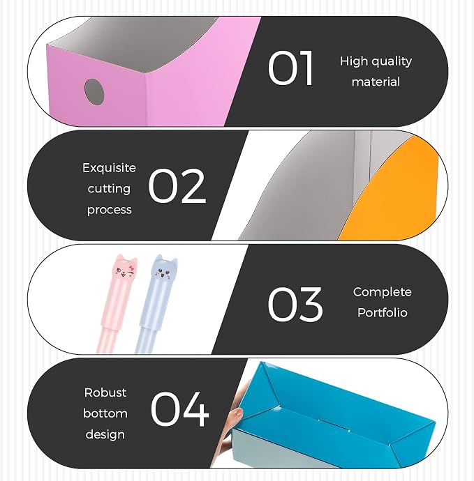 Jutom 32 Pcs Magazine File Holder Set Including Colored Foldable Desk File - Image 6