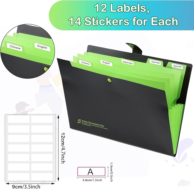 Epakh 8 Pack Expanding File Folder Organizer, 6 Pockets Expanding Folder - Image 3