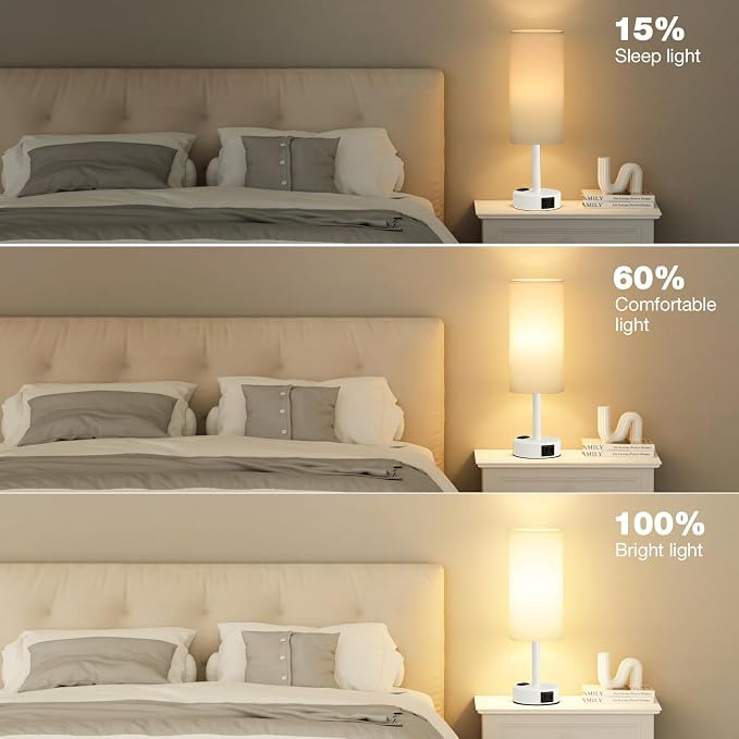 Fenmzee Matte White Bedside Table Lamp - Image 5