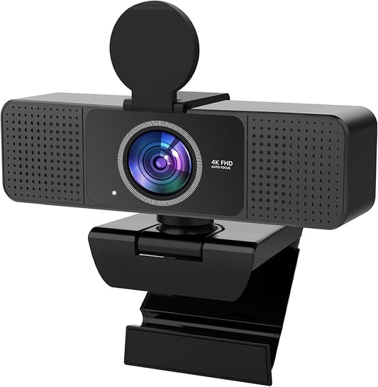 4K Webcam for PC - Autofocus, Noise-Canceling Mic, USB Plug & Play with Privacy Cover Camera 4K for Zoom/Teams/Skype/Google Meet