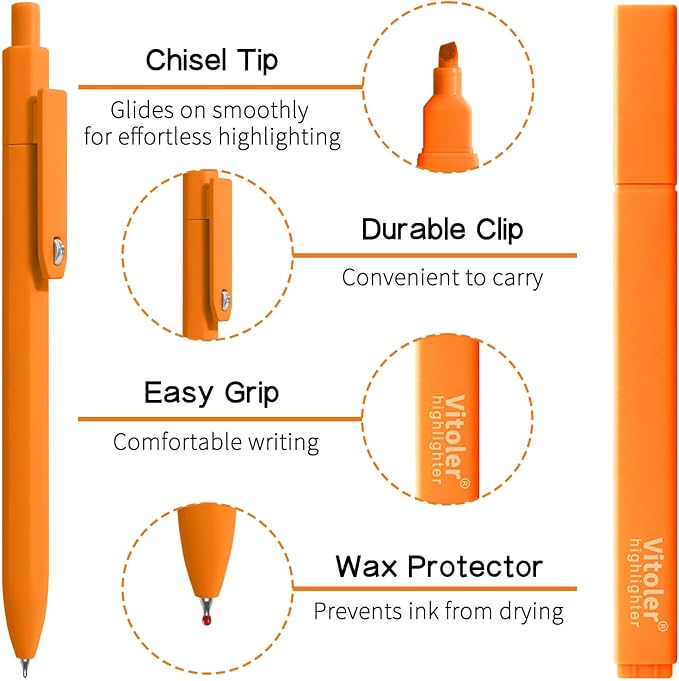 Vitoler Black Gel Pens and No Bleed Highlighters，12 Pack，Fast Drying | Smooth - Image 3
