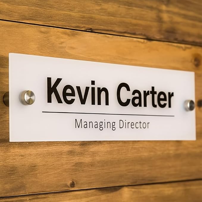Personalized Office Door Sign, Custom Acrylic Name Plate by Unknown