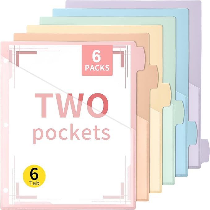 Epakh 6 Pcs Binder Dividers for 3 Rings Binders Index Dividers by Epakh
