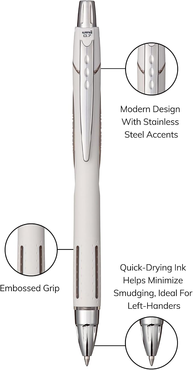 Uni-Ball Jetstream RT Ballpoint Pen, Fine Point, Shell White Barrel, 6 Pens - Image 3