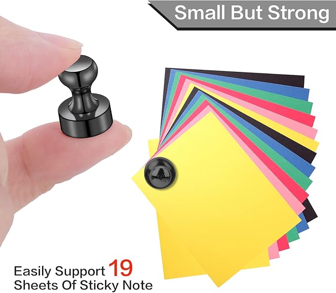 LOVIMAG Fridge Magnets for Office Accessories, 20 Pcs Black Refrigerator Magnets for Office Organization, Small and Strong Push Pin Magnets for Whiteboard, Office,Classroom,Kitchen,Locker etc-DeskLoop Office