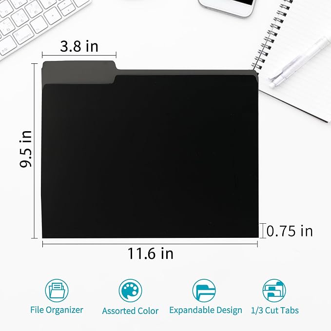 36 Packs Colored File Folders, Two Tone Color File Folder 8.5 x 11 Inch - Image 2