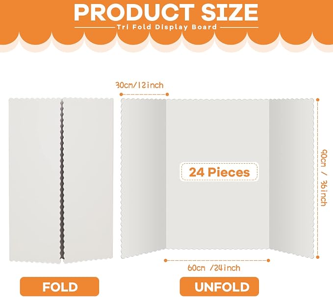Ctosree 24 Pcs 48 * 36 Inch Tri Fold Poster Board Bulk, Science Fair Project - Image 2