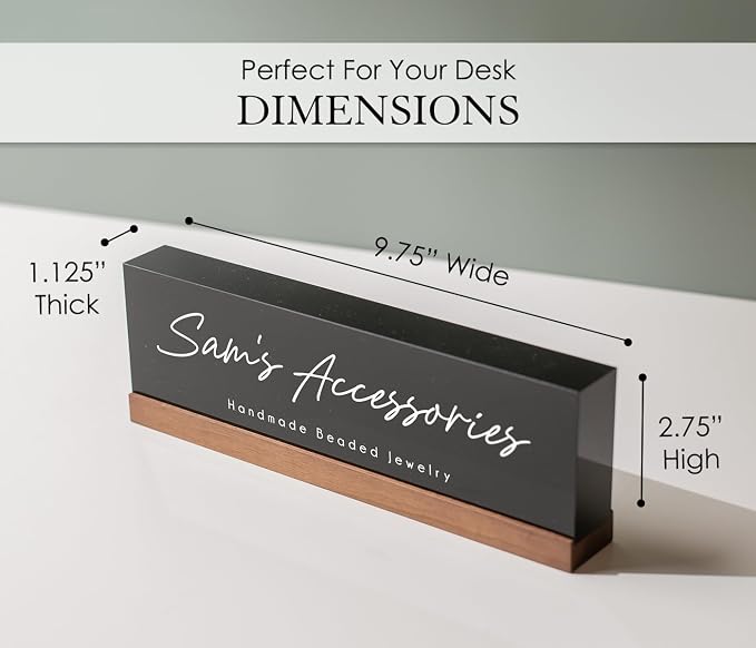 Personalized Acrylic Name Block w/Wooden Base - Image 4
