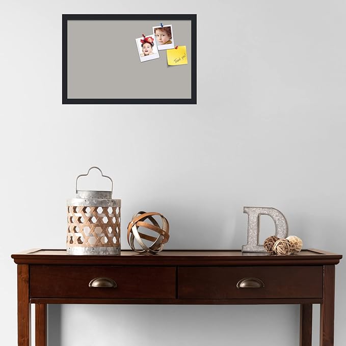 PinPix 22x14 Inch Cork Bulletin Board. This Decorative Framed Pin Board Comes with Dark Stone Design and a Satin Black Frame. Ideal for Home Office Decor or Message Board (PinPix-1808)-DeskLoop Office