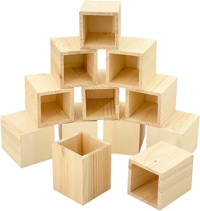 Cregugua 12 Pack Wood Pen hlolder Unfinished Wooden Pencil Holder - Image 3
