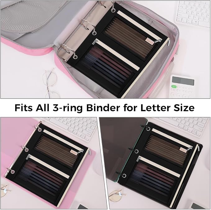 SKYDUE Pencil Pouch for Binder, Pencil Case, 3 Ring Binder Pencil Pouch - Image 3
