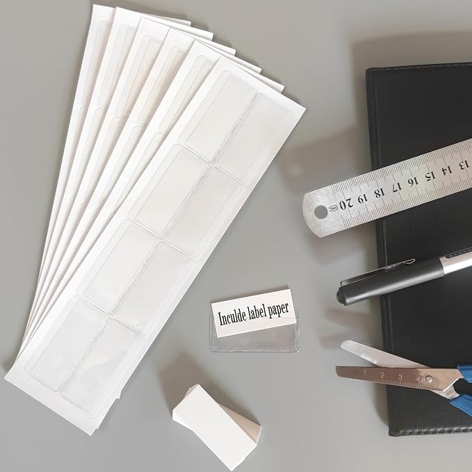 Self Adhesive Label Holders, ELEMGULY 200 Pack Adhesive Shelf Tag Shelf Label - Image 7
