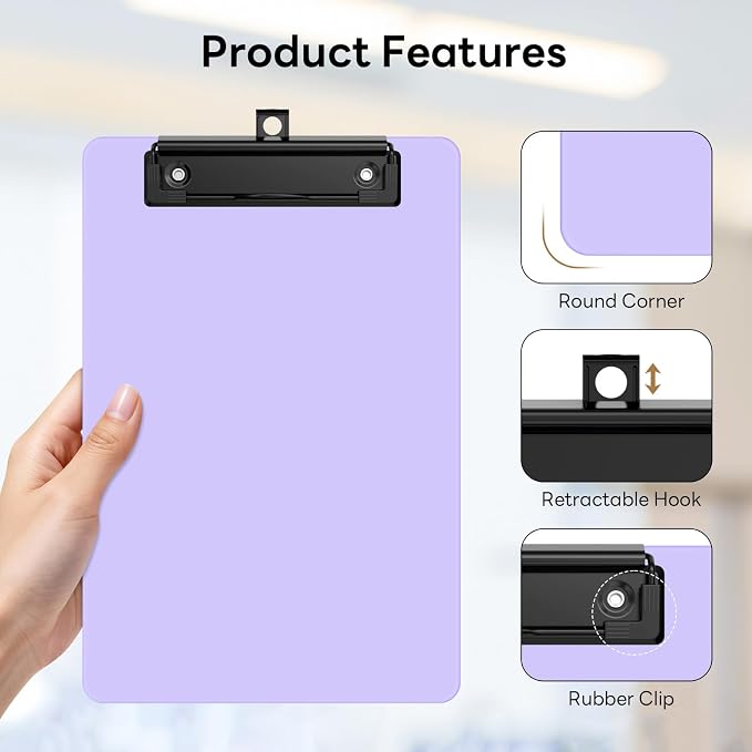 6 Pack Colorful Small Clipboard, A5 Mini Clip Board | Black Clip, 9 x 6" - Image 3