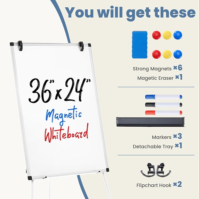 DUMOS Magnetic White Board Easel 36"x24" - Image 4