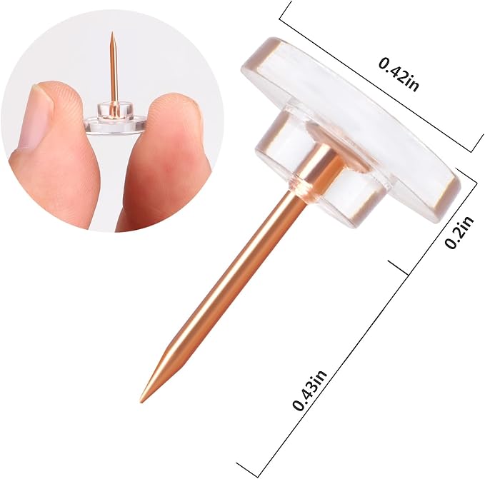 Push Pins 200-count Flat Rosegold Thumb Tacks Steel Point and Plastic Head - Image 3