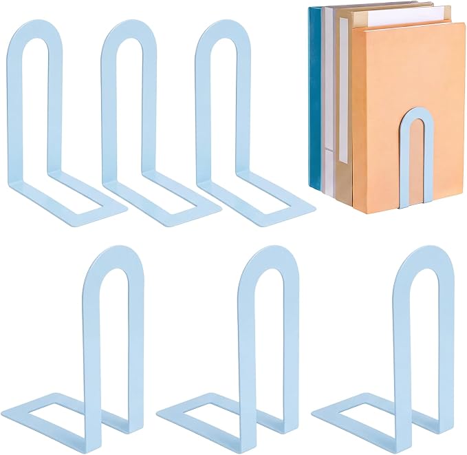 Chunful 6 Pcs Metal Book Ends for Shelves Modern Bookends Decorative Book Shelf by Chunful
