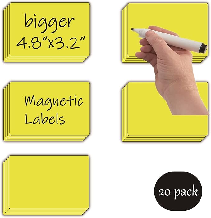 STTMGN Dry Erase Big Magnetic Labels, Large Write On Magnets Name Tags Sticker - Image 3