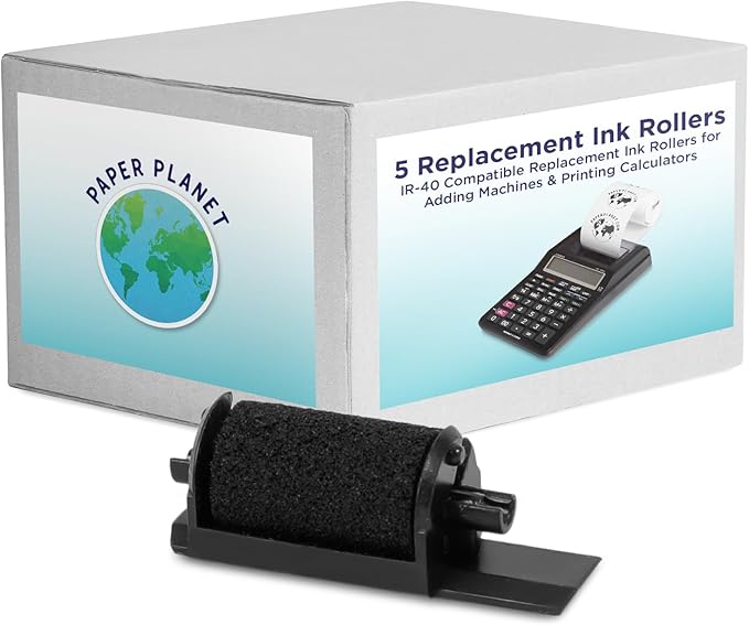 Black Printing Calculator Ribbons Compatible with IR40 by Paper Planet | Replacement Adding Machine Ink Ribbon Compatible with Canon, Casio, Sharp, Adler, and Victor IR40 Adding Machines | 5 Pack-DeskLoop Office