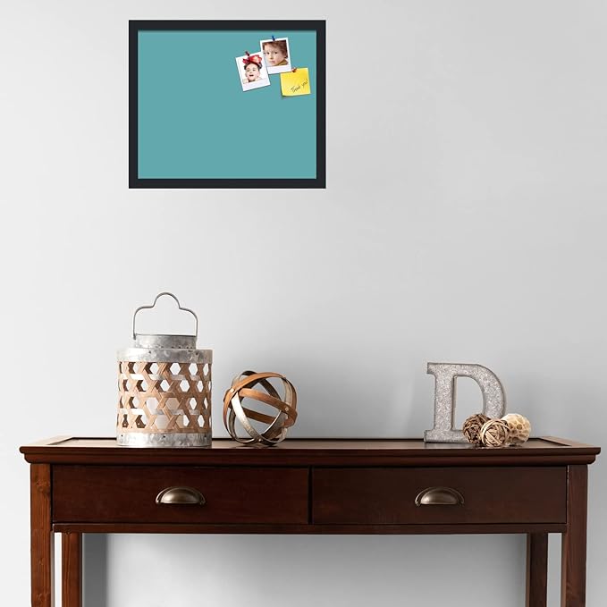 PinPix 18x15 Inch Cork Bulletin Board. This Decorative Framed Pin Board Comes with Aqua Pastel Design and a Satin Black Frame. Ideal for Home Office Decor or Message Board (PinPix-1806)-DeskLoop Office