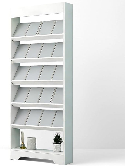 LHIUGE 6-Layer Brochure Display Rack, Freestanding Wooden Magazine Rack by LHIUGE